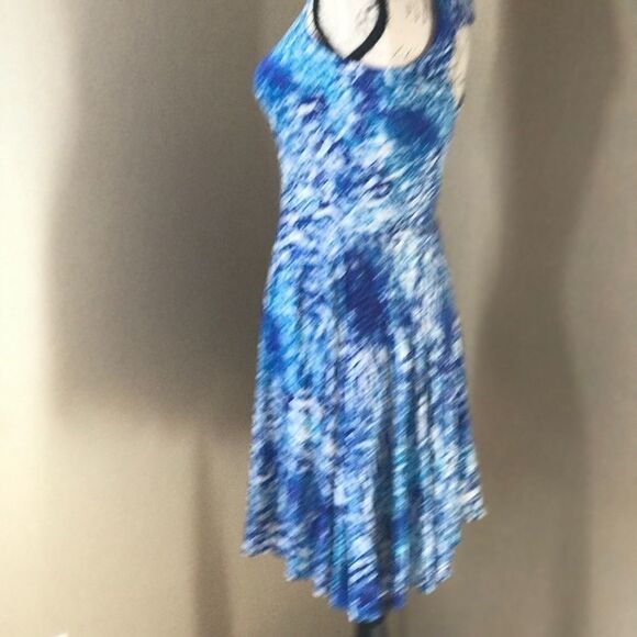 Cynthia Rowley Blue White Print Dress Small Flare - Picture 7 of 14